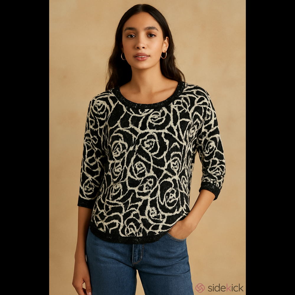 Anthropologie Moth rose print sweater S